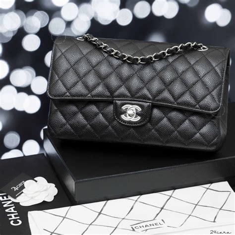 chanel classic flap bag caviar medium grey|2016.